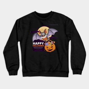 hand drawn flat halloween bat illustration Crewneck Sweatshirt